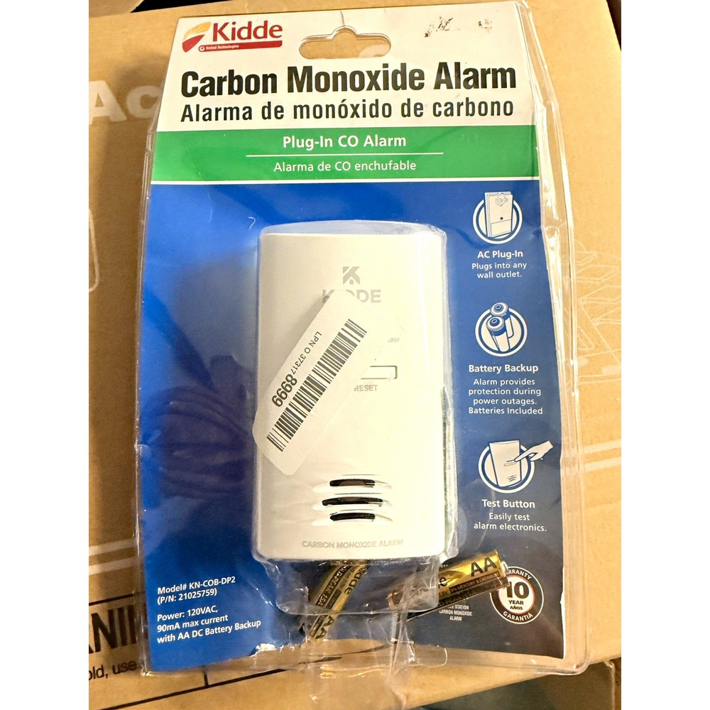 Kidde KN-COB-DP2 Carbon Monoxide Alarm CO Detector Battery Backup White